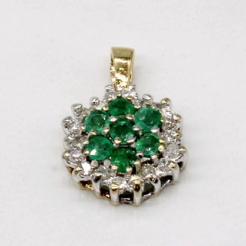 large statement turquoise ring Emerald & Diamond Cluster Pendant | 0.25ctw, 0.10ctw |