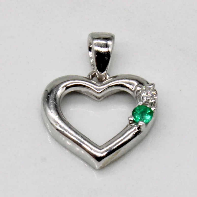 minimalist gold bracelet thin Emerald & Diamond Heart Pendant | 0.03ct, 0.03ct |