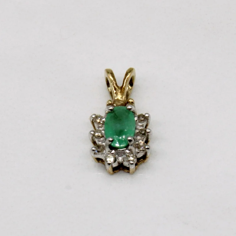 minimalist disc pendant necklace Emerald & Diamond Pendant | 0.14ct, 0.03ctw |