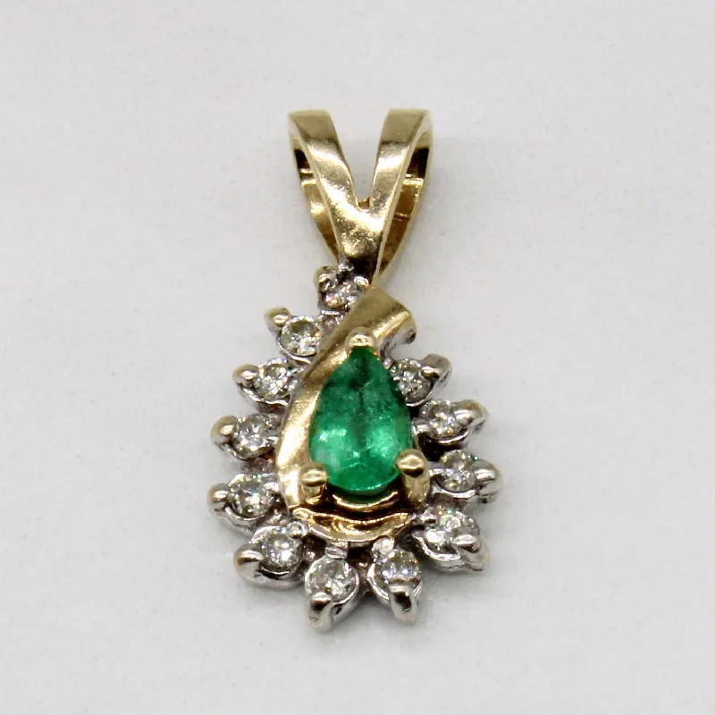 dainty birthstone ring for women Emerald & Diamond Pendant | 0.20ct, 0.12ctw |