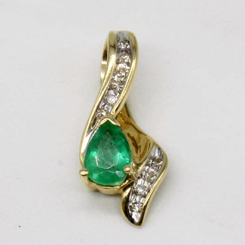 delicate angel wings necklace Emerald & Diamond Pendant | 0.50ct, 0.05ctw |