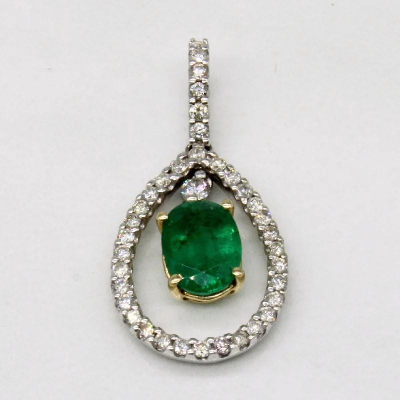 vintage rose gold engagement ring Emerald & Diamond Pendant | 0.55ct, 0.21ctw |