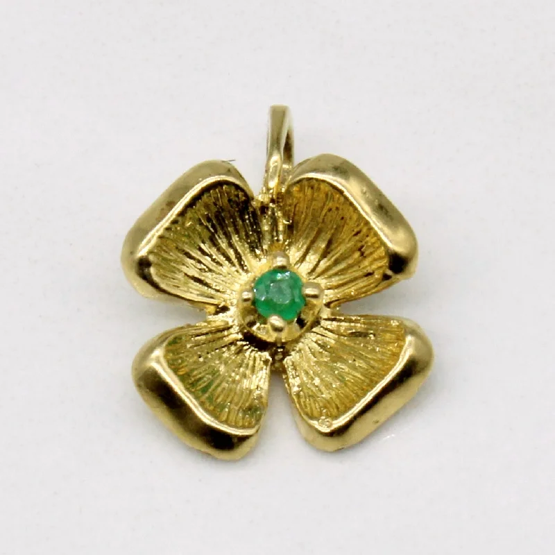 unique square diamond ring Emerald Four Leaf Clover Pendant | 0.03ct |