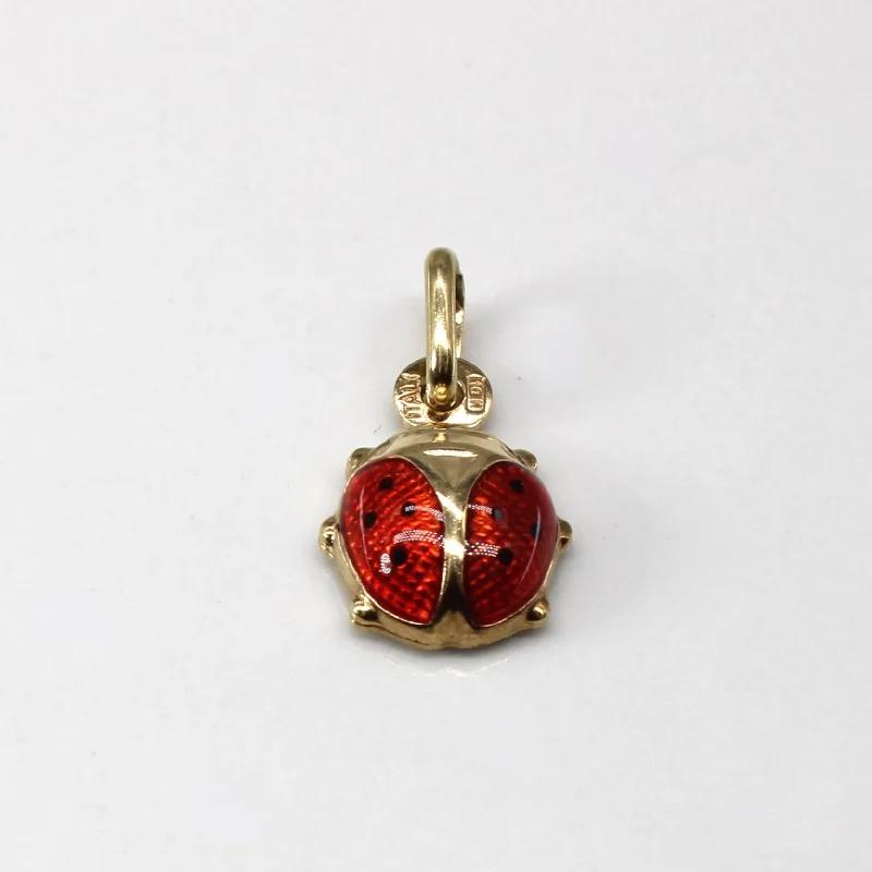 gold wedding band for men Enameled Lady Bug Pendant