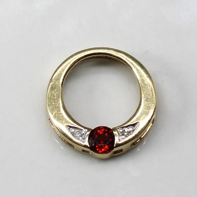 simple engraved wedding ring Garnet & Diamond Circle Pendant | 0.20ct | 0.02ctw |