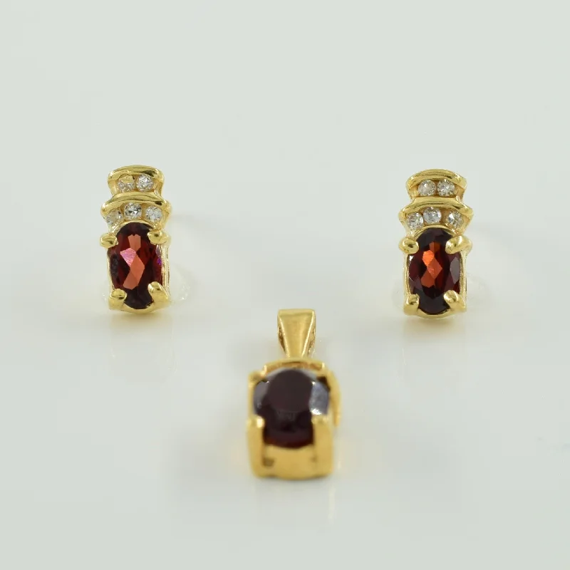 delicate pearl bracelet Garnet & Diamond Pendant & Earring Set | 0.90ctw, 0.07ctw |