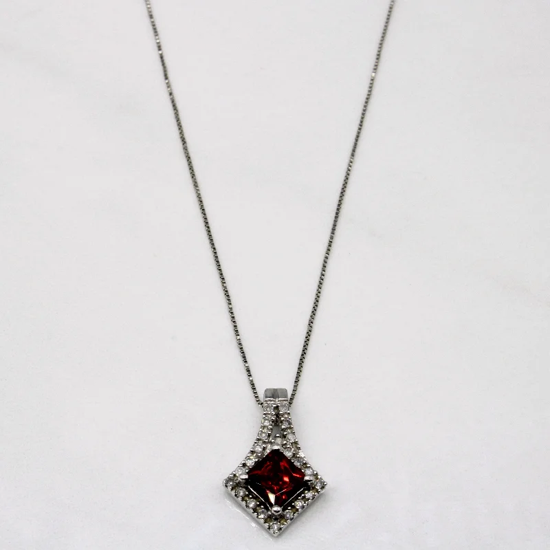 celestial orbit ring set Garnet & Diamond Pendant & Necklace | 0.90ct, 0.11ctw | 19" |