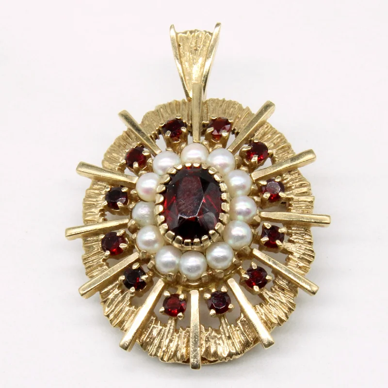 gothic skull ring for men Garnet & Seed Pearl Modified Brooch & Pendant | 1.86ctw |