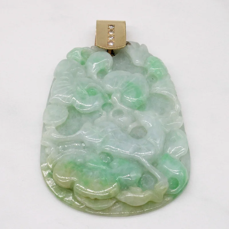 cubic zirconia tennis necklace Jadeite & Diamond Large Pendant | 125.00ct, 0.08ctw |