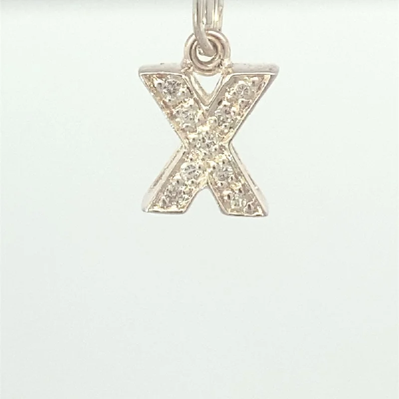 Letter X Pave 925 Sterling Silver Personalized Initial Letter Charm