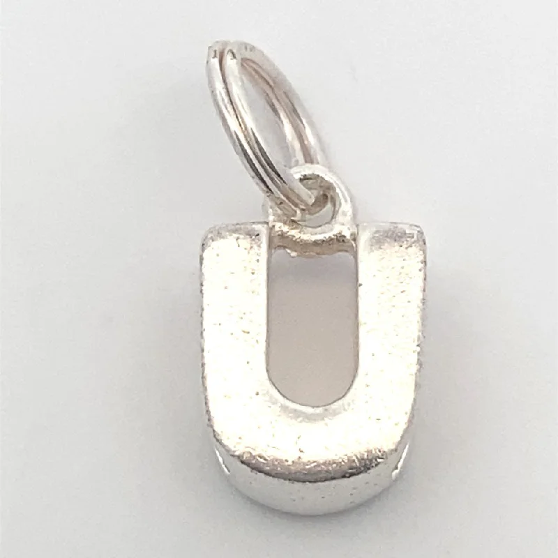 Letter U Plain 925 Sterling Silver Personalized Initial Letter Charm