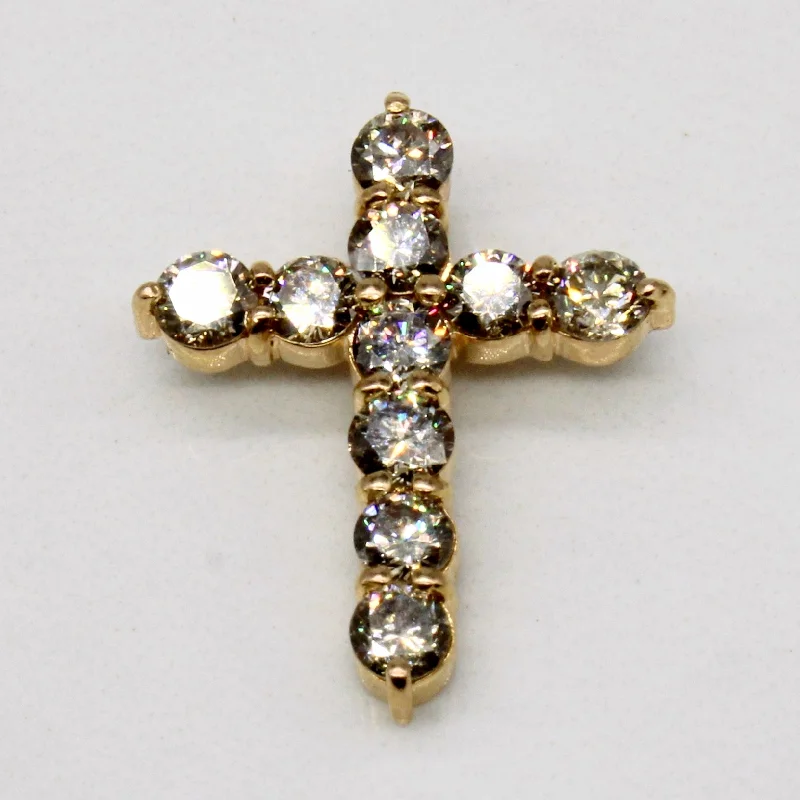 men’s engraved cuff bracelet Light Yellow Diamond Cross Pendant | 1.00ctw |