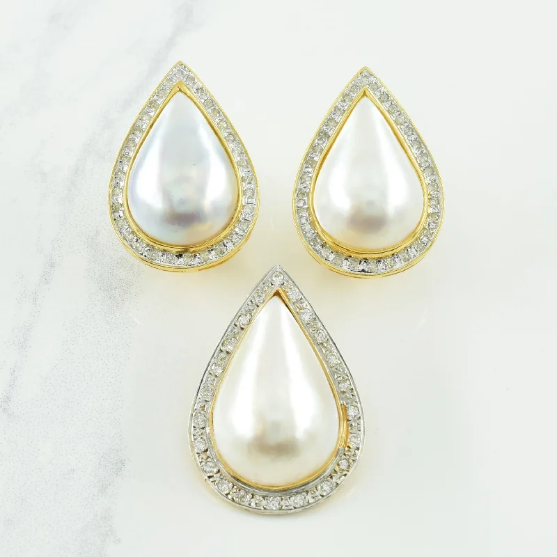 gemstone infinity bracelet Mabe Pearl & Diamond Pendant & Earring Set | 16.00ctw, 0.75ctw |