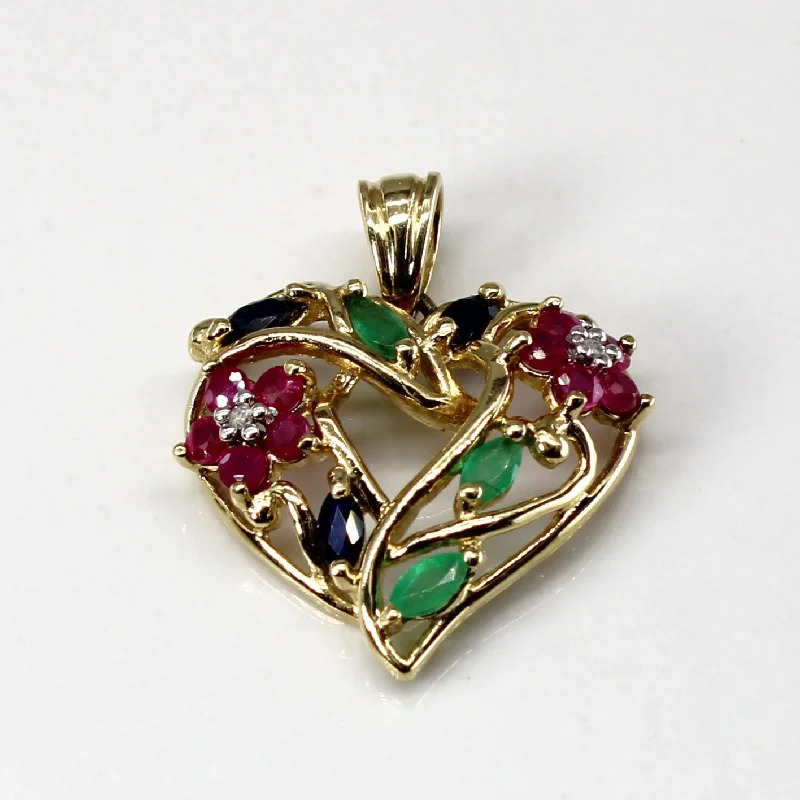 Multi Gemstone Heart Pendant | 0.61ctw |