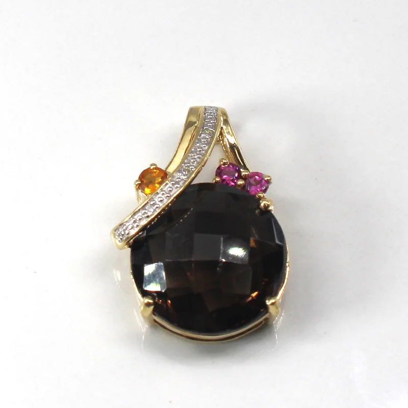 vintage flower brooch pin Multi Gemstone Pendant | 12.00ct | 0.20ctw | 0.02ctw |