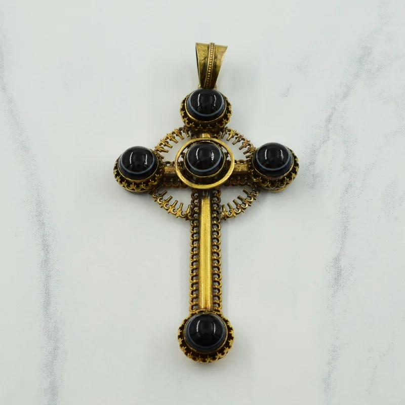geometric diamond earrings gold Onyx Cross Pendant | 6.00ctw |