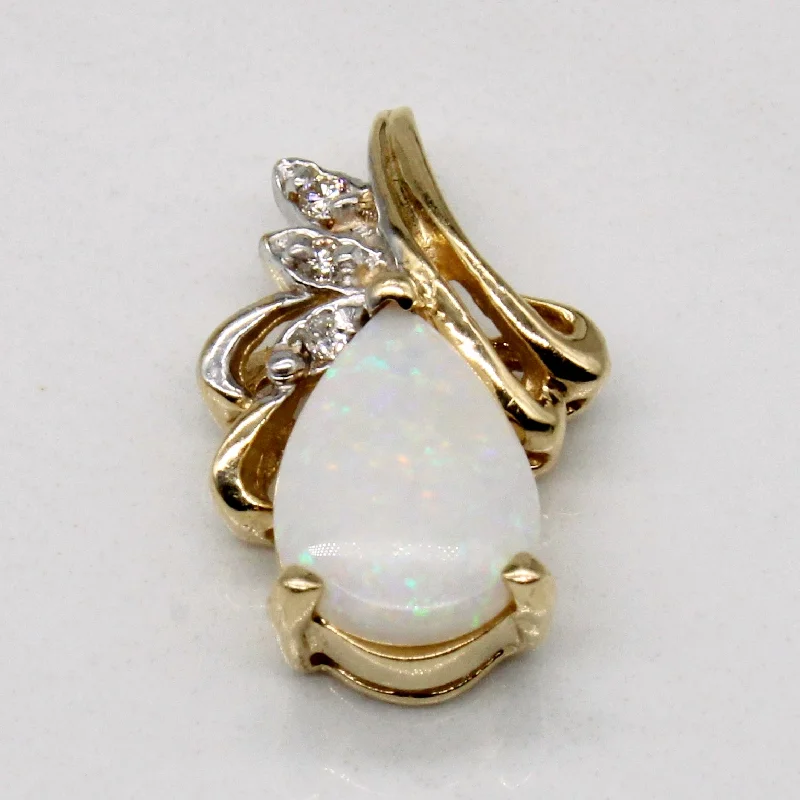 statement silver feather earrings Opal & Diamond Pendant | 0.35ct, 0.024ctw |