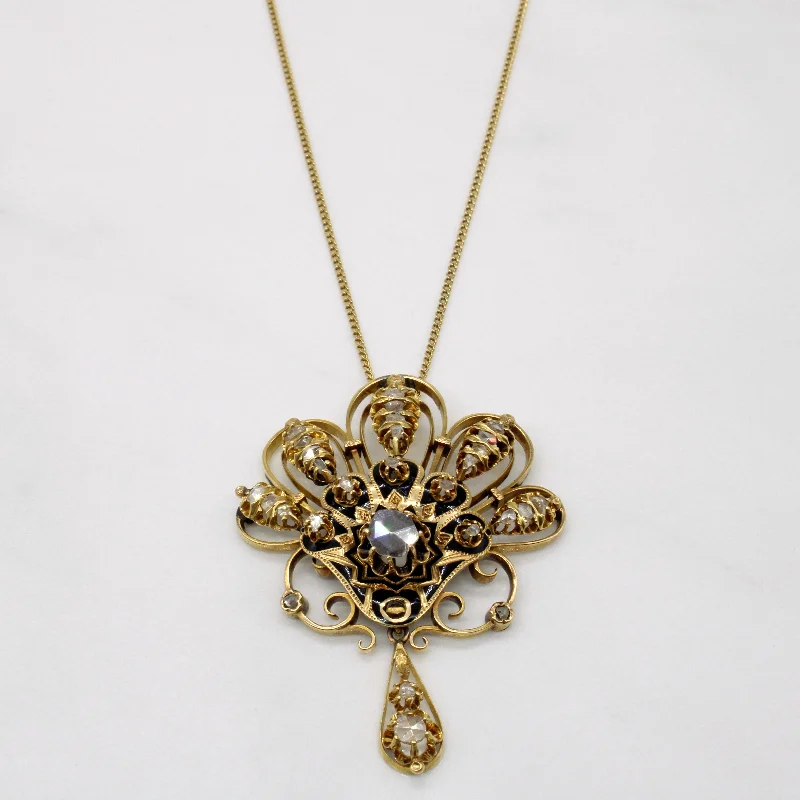 personalized ring with name Antique Rose Cut Diamond Pendant Necklace | 0.68ctw | 18" |