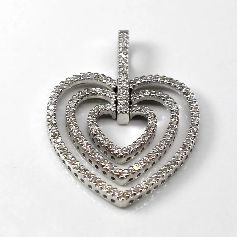 chunky silver hoop earrings Pave Set Diamond Multi Row Heart Pendant | 0.38ctw |