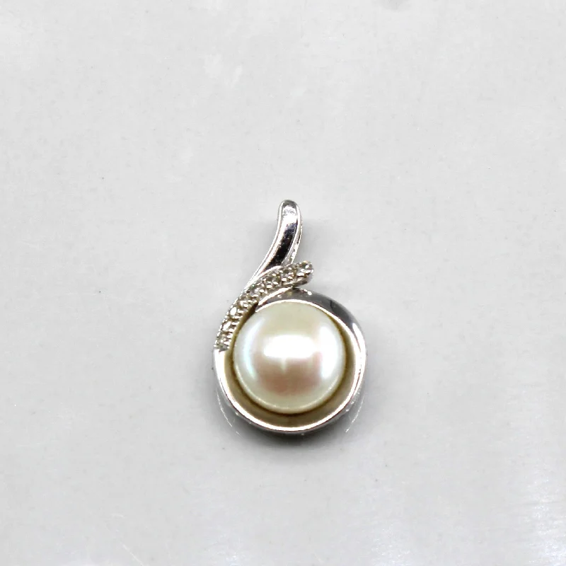 handmade antique silver bangle Pearl & Diamond Pendant | 0.02ctw |