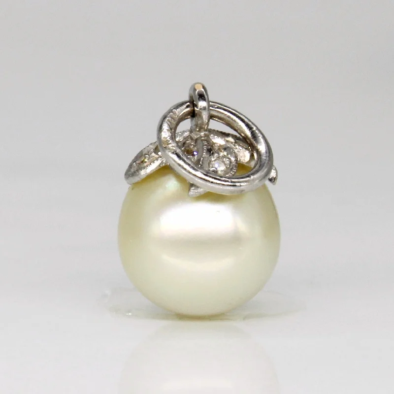 delicate marquise diamond band Pearl & Diamond Pendant | 0.06ctw |