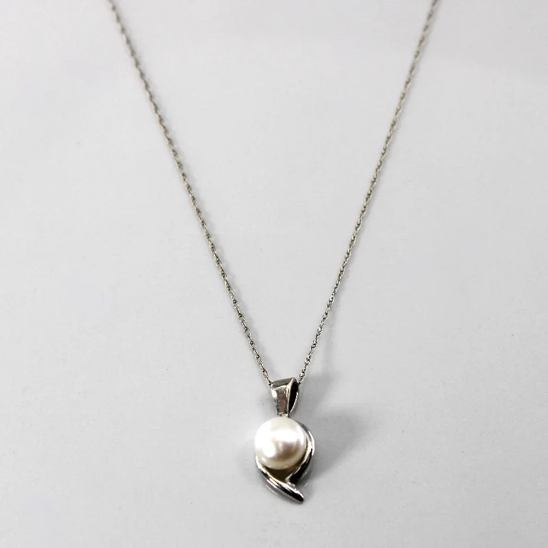 dainty rose gold anklet Pearl Pendant Necklace | 18"|