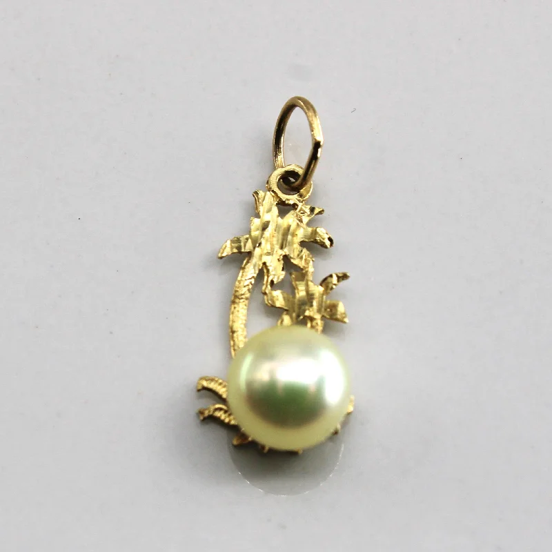 small diamond cross pendant 14k Gold Pearl Yellow Gold Pendant