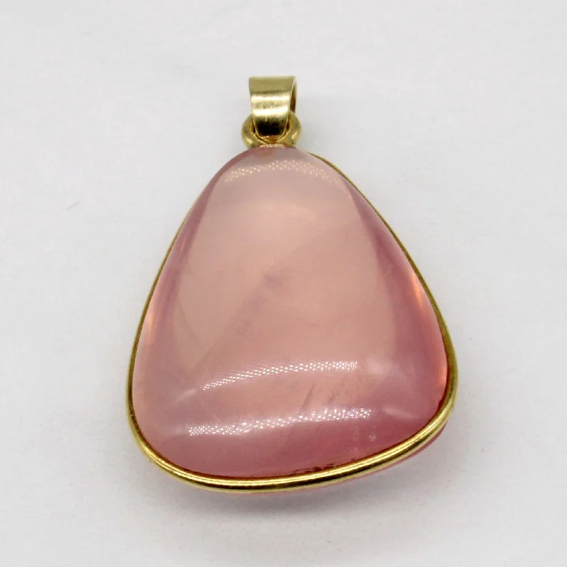 classic wedding set with diamonds Rose Quartz Drop 18k Pendant | 38.00ct |