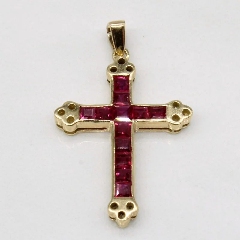 handcrafted beaded bracelet boho Ruby Cross Pendant | 0.65ctw |