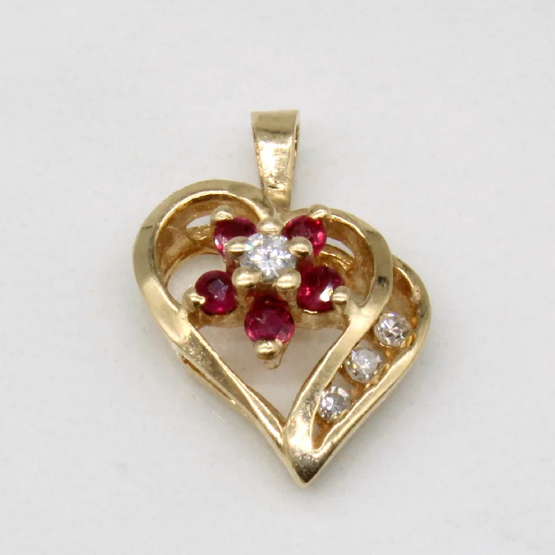 minimalist stacking rings set Ruby & Diamond Heart Pendant | 0.12ctw, 0.06ctw |