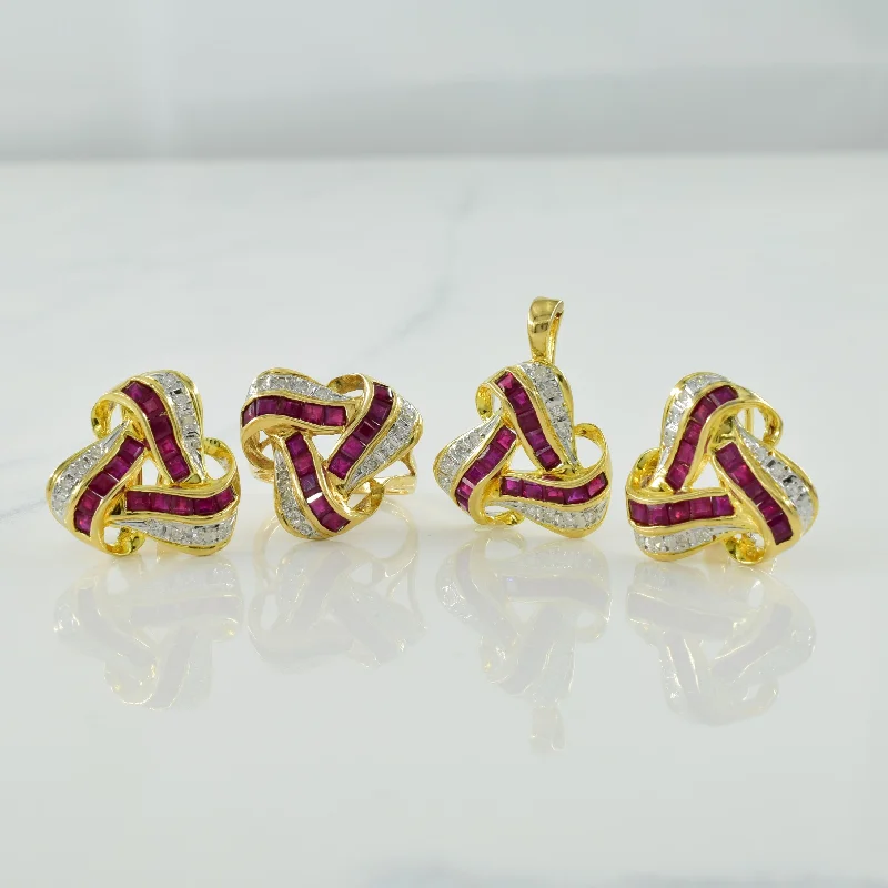 vintage platinum wedding band Ruby & Diamond Jewelry Suite | 4.50ctw, 0.30ctw | SZ 4 |