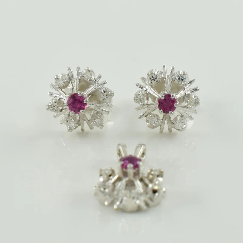 sterling silver lotus ring Ruby & Diamond Pendant & Earring Set | 0.21ctw, 0.09ctw |
