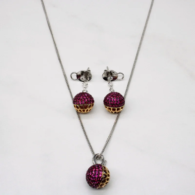 vintage cameo brooch jewelry Ruby & Diamond Pendant & Earring Set | 4.98ctw, 0.21ctw | 20" |