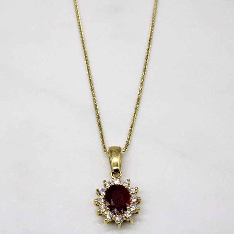 Celtic knot wedding band Ruby & Diamond Pendant & Necklace | 1.55ct, 0.77ctw | 16" |