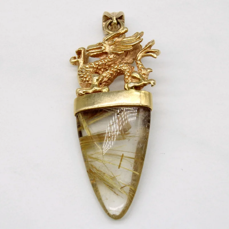 luxury emerald ring platinum Rutile Quartz Dragon Pendant | 13.50ct |