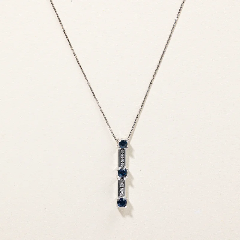 Sapphire & Diamond Column Pendant & Necklace | 0.50ctw, 0.08ctw | 18" |