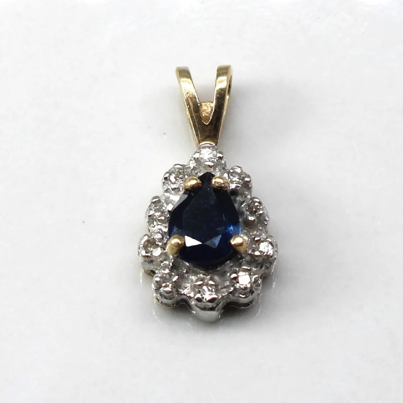 vintage gold engagement ring Sapphire & Diamond Drop Pendant | 0.50ct | 0.06ctw |