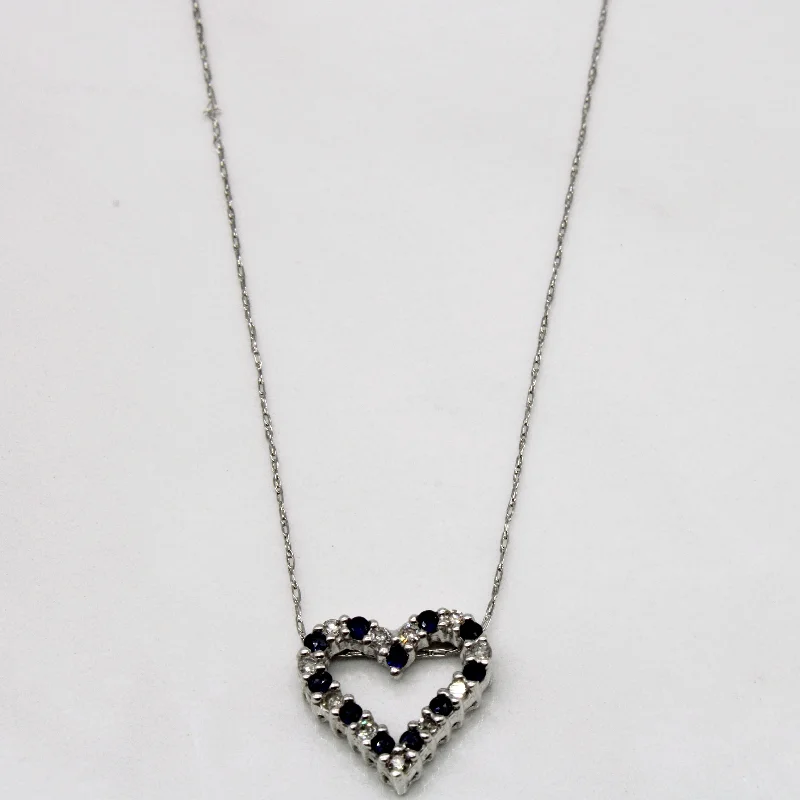 unique zodiac constellation necklace Sapphire & Diamond Heart Pendant & Necklace | 0.16ctw, 0.11ctw | 19" |