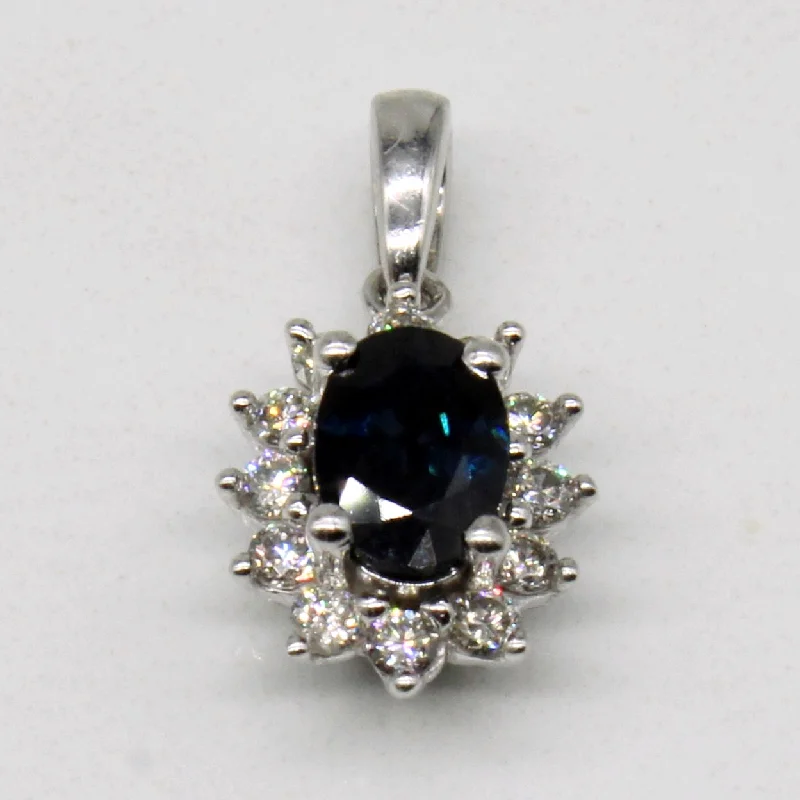 aquamarine birthstone necklace March Sapphire & Diamond Pendant | 0.45ct, 0.18ctw |