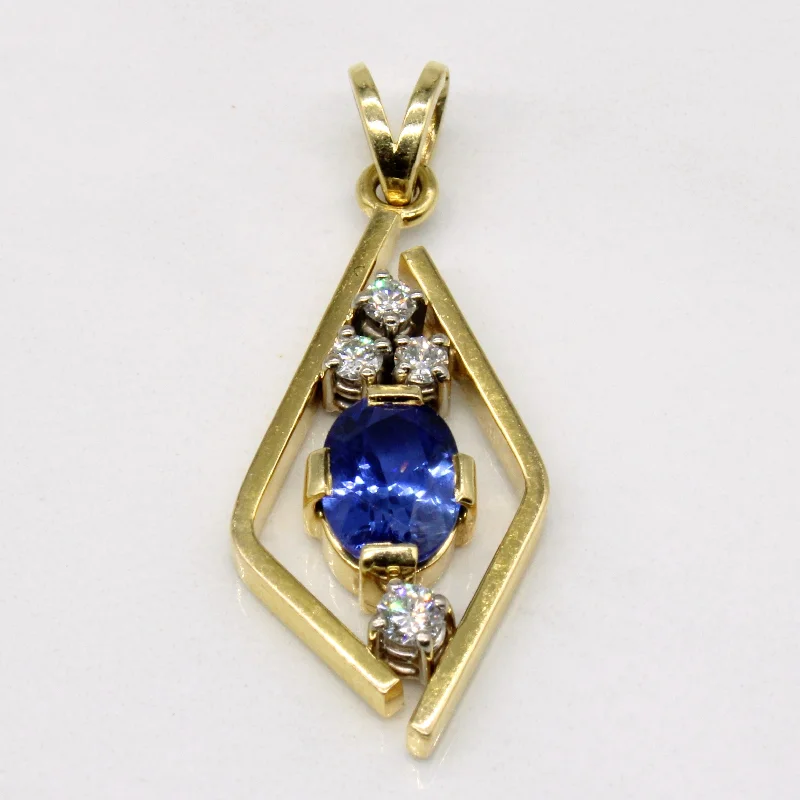thin gold wedding band women Sapphire & Diamond Pendant | 1.40ct, 0.19ctw |