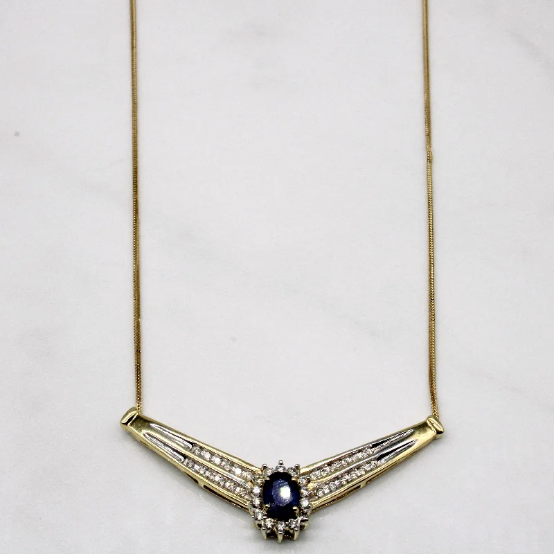 adjustable braided rope ring Sapphire & Diamond Pendant Necklace | 0.70ct, 0.30ctw | 17" |