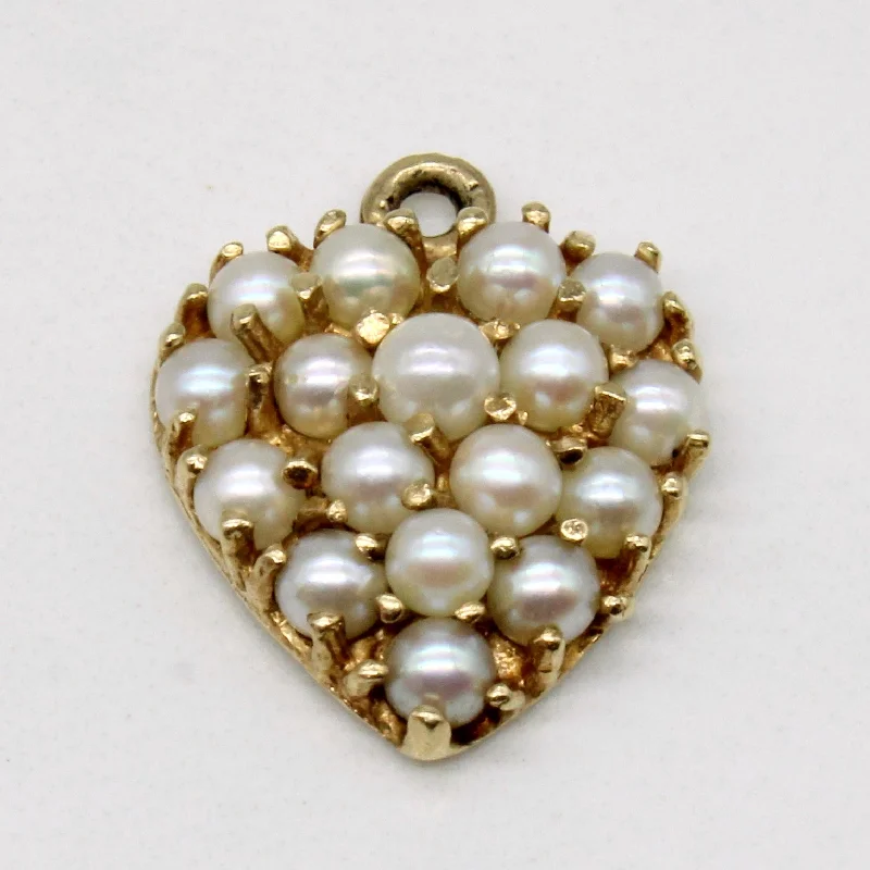 handmade silk thread earrings Seed Pearl Heart Charm
