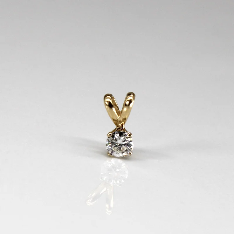 large vintage statement necklace Solitaire Diamond 14k Pendant | 0.24ct |