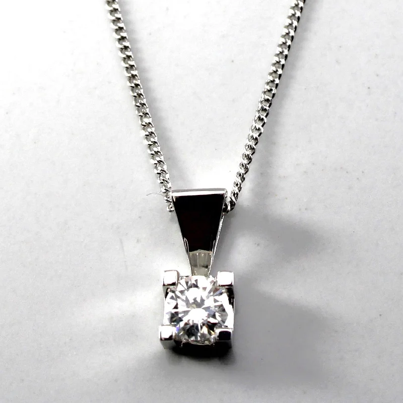 men’s hammered titanium ring Solitaire Diamond Pendant | 0.26ct | 17"|