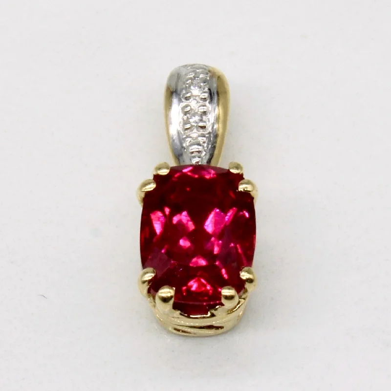 unique diamond eternity band Synthetic Ruby & Diamond Pendant | 1.60ct, 0.01ctw |