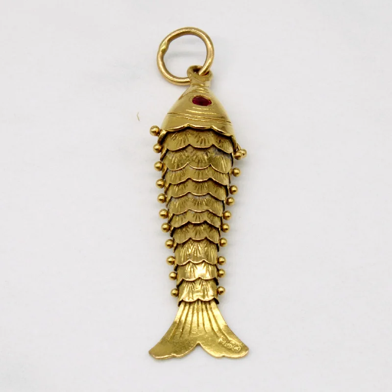 gold engagement ring vintage Synthetic Ruby Fish 22k Pendant | 0.12ctw |