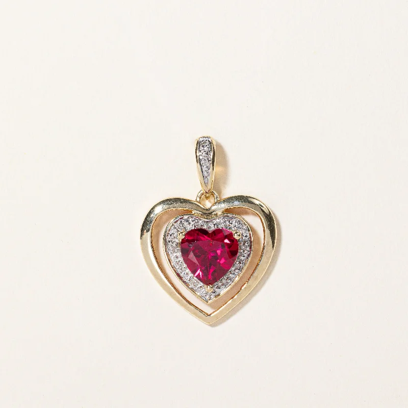 Synthetic Ruby & Natural Diamond Heart Pendant | 3.00ct, 0.03ctw |