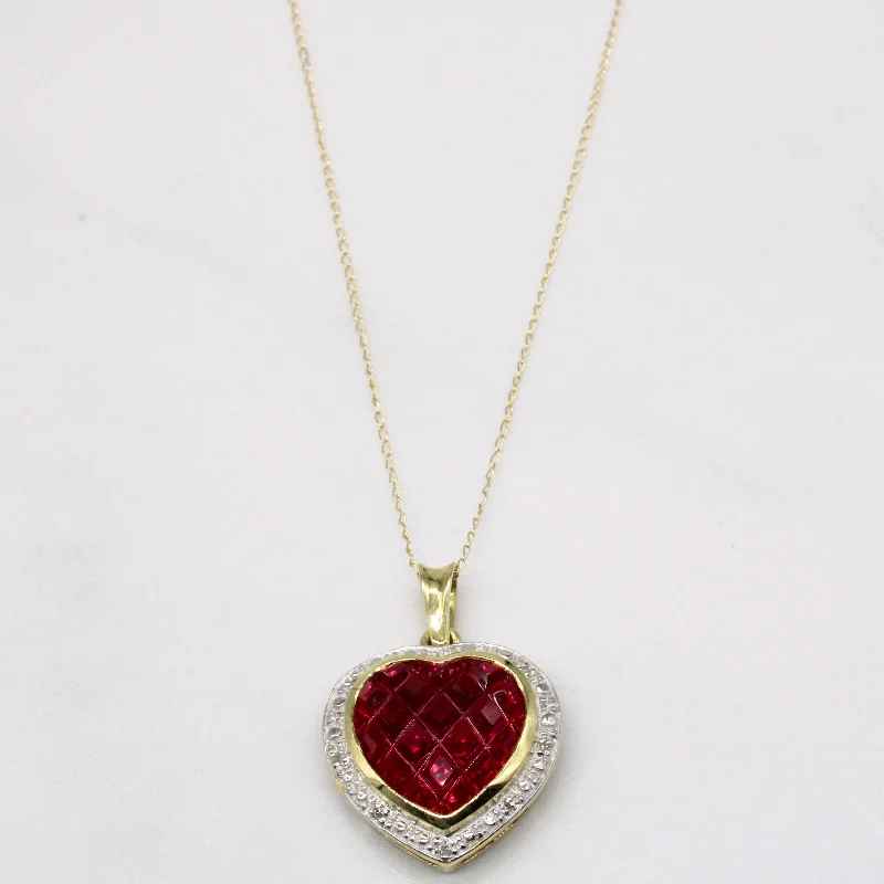 pearl stud earrings classic Synthetic Ruby & Natural Diamond Heart Pendant & Necklace | 6.00ct, 0.016ctw | 18" |