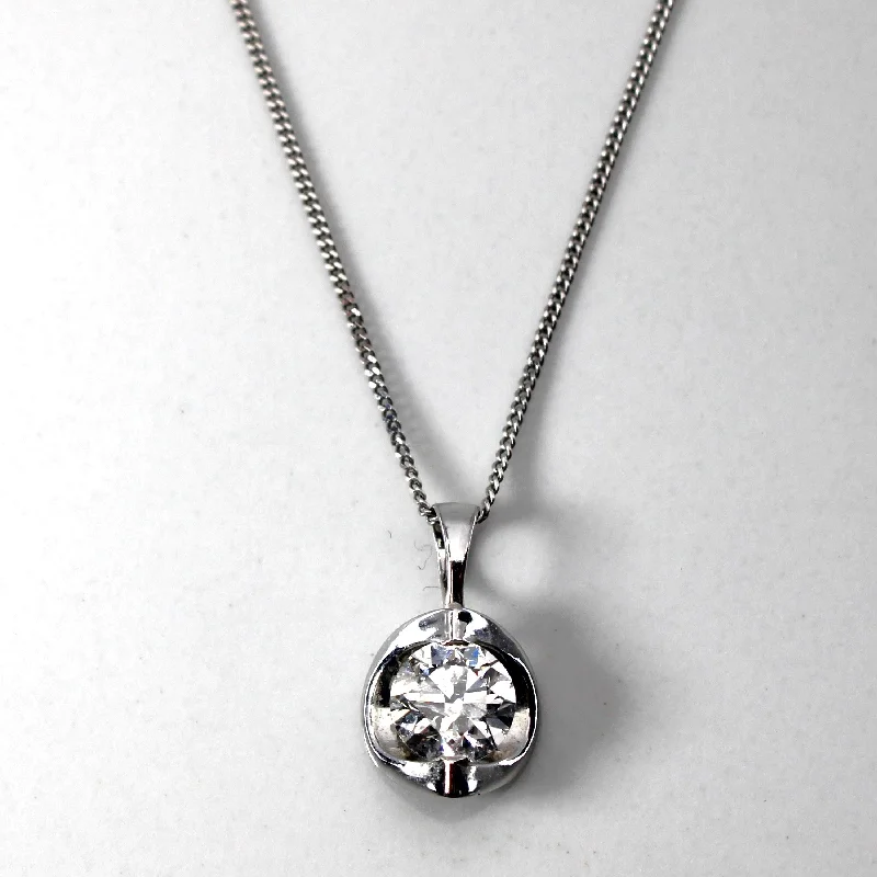 gold and diamond nose stud Tension Set Diamond Pendant Necklace | 0.50ct | 17"|