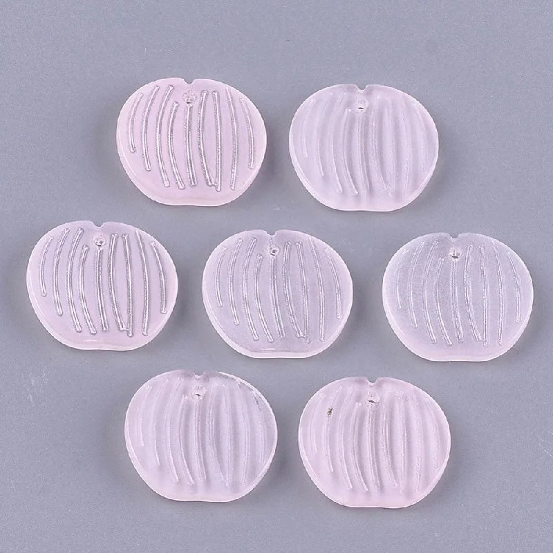 10 Pcs, 18.5x20x3.5, Transparent Glass Charms Pink